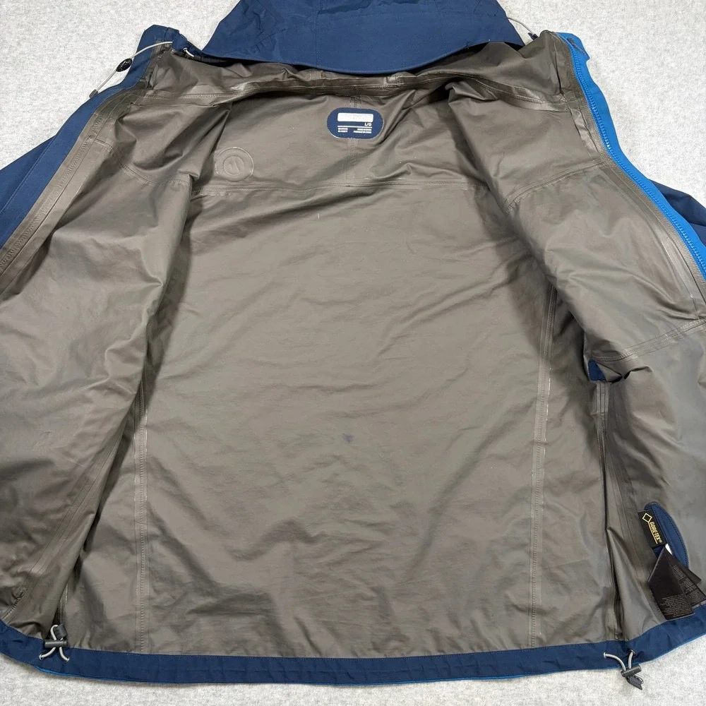 Marmot Minimalist Gore-Tex Jacket Mens Large Blue Hooded Waterproof Shell Coat